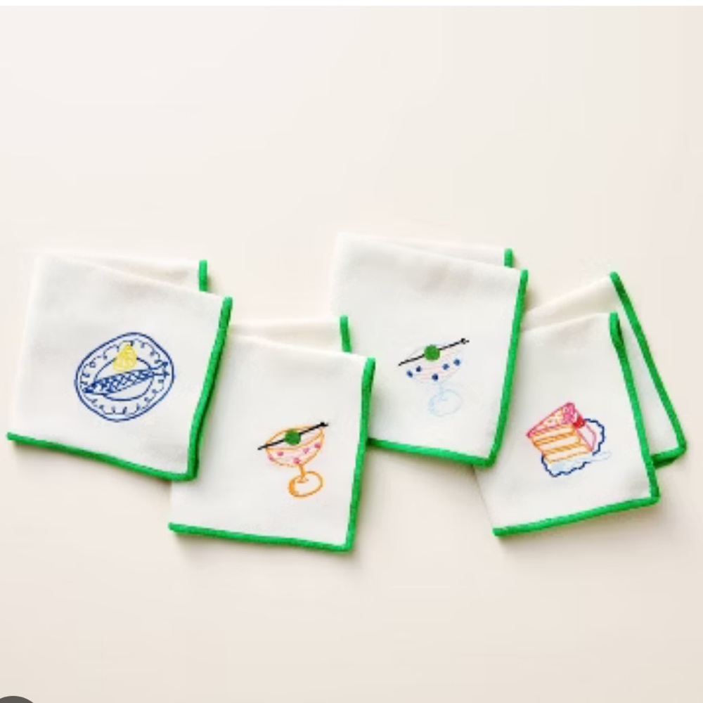 Kate Spade Target White and Green cloth napkin  Set NWT